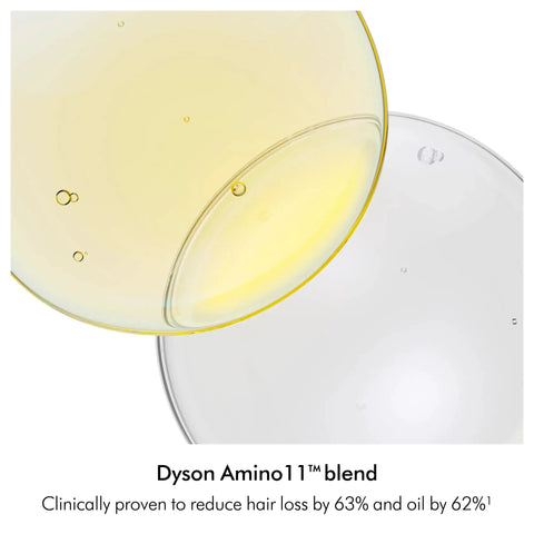 Amino11 Leave-In Scalp Bubble Treatment close-up of liquid formula blend in yellow and clear shades