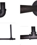Industrial Retro Iron Pipe Shelf Kit components with elbow joint and mounting bracket for bookshelf system assembly
