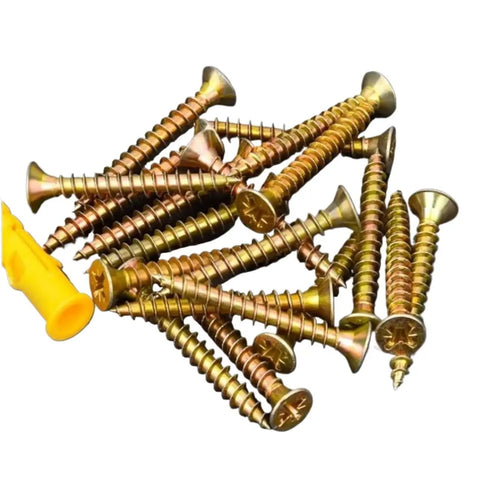 Heavy Duty M8 Drywall Anchors And Screws Kit For Wall Mounts, 50-Set Assortment, self drilling anchors with yellow zinc screws