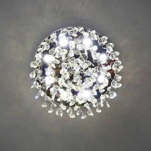 20 Inch Modern Crystal Chandelier With Dimmable LED Lighting For Living Room, Dining Room, Foyer And Bedroom, ceiling view