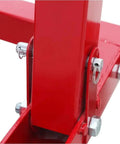 Zero Hassle 4000 Lbs Hydraulic Engine Hoist Shop Crane With Folding Frame close-up of reinforced joint and fasteners in red steel.