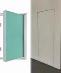 Straight Up Reliable Concealed Access Door For Drywall And Metal 16 By 44 Inch Plumbing Cover Panel with open and closed view.