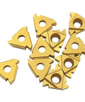 10pcs gold triangular carbide turning inserts with center hole for CNC lathe threading, front view