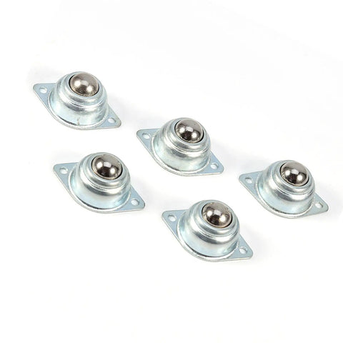 5 Pcs Zinc Plated Universal Steel Transfer Bearings With 2 Mounting Holes For Turntables, Conveyors, Electronics, And Machinery, No Fuss Install, Smooth Glide, Heavy Duty Build, Versatile Motion Components, five zinc-plated steel ball transfer bearings