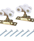 2Pcs 3/4 Inch Sliding Door Wheels Replacement Kit With Top Hanger For Wardrobe Bypass And Closet Accessories Gold Finish