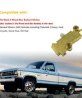 Heavy Duty Brass Brake Proportioning Valve Keeps Line Pressure Rock Solid For Four Wheel Disc Systems Fits Chevy Ford Chrysler and all street rods hot rods classic cars and trucks with badass stopping power, shown with a Ford pickup truck.