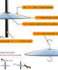 Large 13 Inch Glass Rain Cover For Outdoor Bird Feeder, detailed view of dome shield with pole and hook mounts.