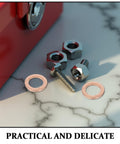 Copper Washer Kit 40 Pcs Set For Oil Drain Plugs And Hydraulic Seals next to nuts and bolts on marble surface