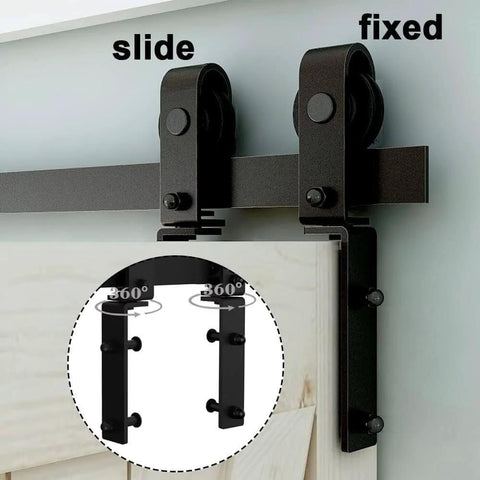 Bi Folding Sliding Barn Door Hardware Kit for Double 16 Inch Bifold Doors, Heavy Duty Wall Mount Rollers, 34 Inch Track, Matte Black