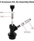 Two Pairs Ball Lock Quick Disconnect Set With 5/16 Gas And 1/4 Liquid Barbs, MFL Swivel Nuts For Easy Hose Changes, Ideal Upgrade For Cornelius Kegging And Homebrew Keg Systems, exploded parts view