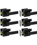 Matte Black Door Handle Set 6 Pack Keyless Interior Levers and Privacy Locks for Bedroom or Bathroom Heavy Duty Reversible for Left or Right Doors Sleek Modern Upgrade for Your Home