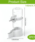 Large Capacity Automatic Bird Water Dispenser For Cage With Spill Proof Design, 140ml clear PP unit for birds.