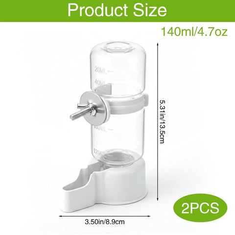 Large Capacity Automatic Bird Water Dispenser For Cage With Spill Proof Design, 140ml clear PP unit for birds.