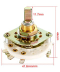 1P8T 1 Pole 8 Position Band Selector Rotary Switch with 6mm shaft and 9.7mm mount hole shown in measurement view
