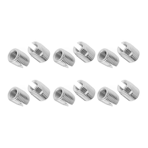 Self Tapping Slotted Screw Insert Kit For Preventing Loosening, 20 Pieces M8 X 15mm Threaded Inserts For Industrial Use, Easy Install Without Pre Tapping, Durable Metal Hardware For Secure Fastening In Machinery And Equipment. M8x15mm SUS303 stainless inserts shown