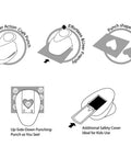 Illustration of Oval Easter Egg 1.5 Inch Lever Action Craft Punch showing features and usage for scrapbooking and DIY projects.