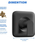Matte Black Shower Valve Trim Kit With Lever Handle And Temperature Indicator, Moen 2510-2590 Compatible, Square Design