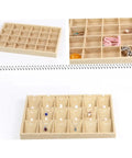 Switch Up Your Desktop Jewelry Tray With Adjustable Grid Dividers For Earrings And Rings Premium Sackcloth Organizer to keep earrings and rings organized.