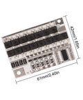 Pro Hella Tough 2 Pack 5S 21V 100A BMS High Performance Lithium Ion Battery Protection Circuit Board image showing dimensions and components.
