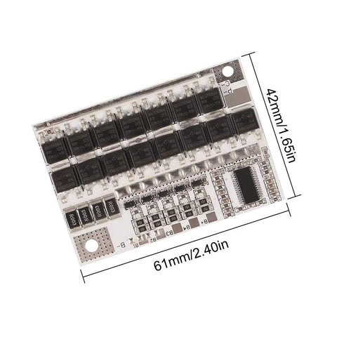 Pro Hella Tough 2 Pack 5S 21V 100A BMS High Performance Lithium Ion Battery Protection Circuit Board image showing dimensions and components.