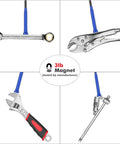 Housolution magnetic reacher tool set; four blue extendable grabbers with metal jaws and a 3 lb magnet