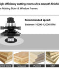 Three Piece Cabinet Door Raised Panel Router Bit Set One Half Inch Shank With C3 Carbide For Tenon Joints diagram and materials