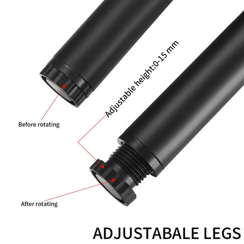 Close-up of 4 Pack Adjustable Metal Furniture Legs 6 Inches High Heavy Duty Cabinet Feet showing rotation mechanism for easy leveling and support