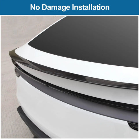 Kick Out Your Setup With This Dope No Drill Rear Spoiler For Tesla Model Y Juniper Refresh, close-up of no damage installation.