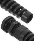 Close-up of Ten Pack Adjustable Cable Connectors Kit Nylon Cable Gland Strain Relief Joints For Control Panels And Junction Boxes