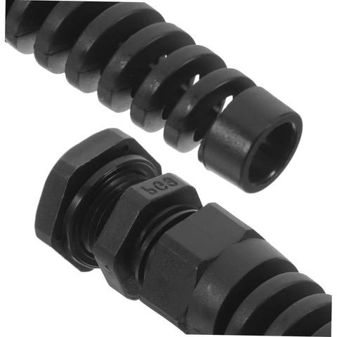 Close-up of Ten Pack Adjustable Cable Connectors Kit Nylon Cable Gland Strain Relief Joints For Control Panels And Junction Boxes