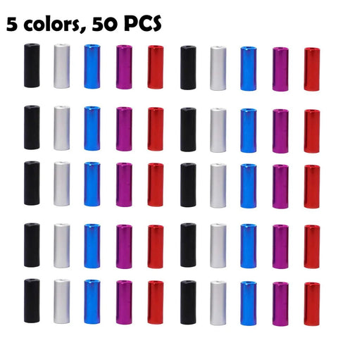 50 Piece Aluminum Alloy Bike Cable End Caps Kit For 4mm And 5mm Derailleur And Brake Wires Ferrule Set For Shifter Housings
