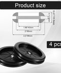 4 Pack Heavy Duty Rubber Grommets For Wiring, 2 Inch Black Firewall Plug Insert with size dimensions displayed.