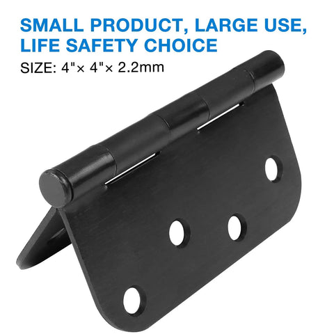 Matte Black 4 Inch Door Hinges, 18 Pack With 5/8 Radius, Beefy Heavy Duty Residential Exterior Interior Front Door Hardware