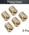 5 Pack Hella Sturdy Brass Ball Plungers Heavy Duty Cabinet Door Pull Buttons No Sweat Drawer Catch Latches showing brass ball catch latches.