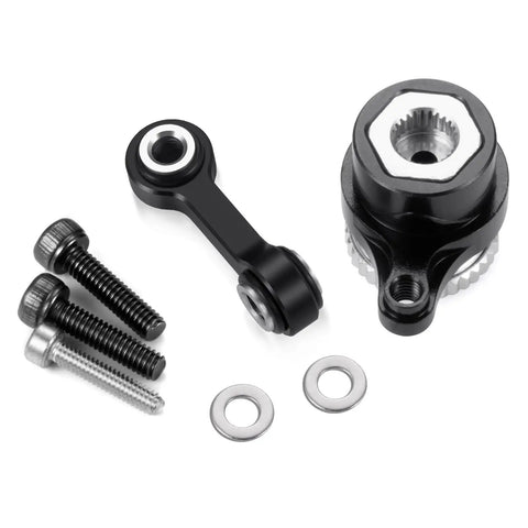 Servo Saver Arm 25T With Steering Drag Link Upgrade For ARRMA One Eighteen Granite RC Car Aluminum Alloy Construction Rustproof Wear Resistant Lightweight Strength Boost For Smoother Handling And Long Lasting Durability, black RC parts with screws