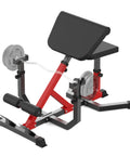 2 In 1 Roman Chair And Preacher Curl Bench For Home Gym, multi function hyperextension bench in black and red with adjustable height