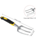 Three Tine Hand Garden Fork With Aluminum Alloy Non Slip Handle, Hardened Digging Pitch Fork with size dimensions