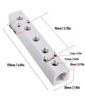 2 Pack Pneumatic Air Manifold Kit, 5 Way 7 Port Aluminum Alloy Block With 1/4 Inch NPT Output And 1/2 Inch NPT Supply Port dimensions