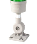 Close-up of the base and green light of Three Stack USB LED Andon Tower Signal Light With Buzzer For Workstations And Industrial Environments