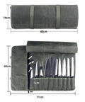 Pro Grade Heavy Duty Waxed Canvas Knife Roll Case for Chefs with secure buckle, straps, water resistant, open and closed view.