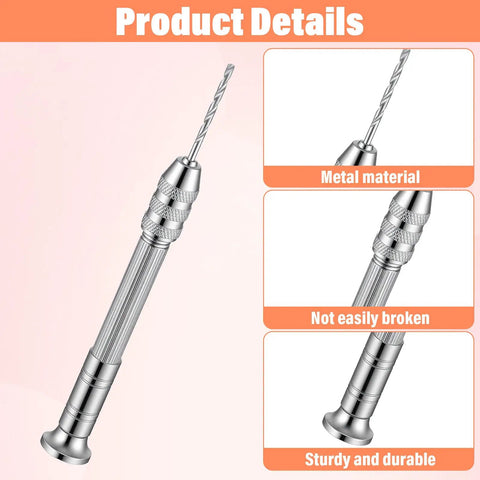 Handy Pin Vise Hand Drill Set For Resin Crafts And Jewelry Making, Includes 600 Small Screw Eye Hooks And 10 Drill Bit Sizes, Ergonomic