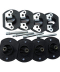 Sectional Sofa Connectors Four Pack Interlocking Clips For Keeping Your Couch In Place, black and metallic pins displayed