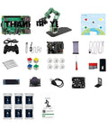 6DOF Robot Arm Kit With AI Visual Recognition Board For Raspberry Pi 4B 4G 8G Rad For Makers And Coders Learn Coding Hands On Projects Self Learning Drawing Imitation And Creative Automation, kit parts laid out