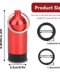 Mini Scuba Diving Tank Key Ring Kit With 12 O Rings Aluminum Alloy Portable Dive Cylinder Valve Set in red with size details.