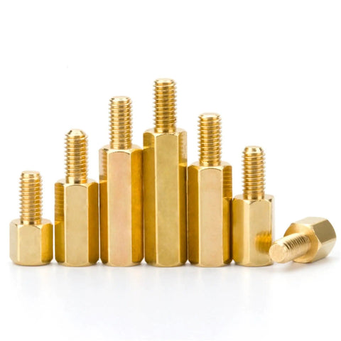 Brass M3 Hex Standoff Spacer Kit For Electronics DIY 30 Piece Dual Threaded Nut Bolt Set For PC Builds Circuit Boards And Enclosures Easy Mount Tight Fit High Quality Hardware, assorted brass hex spacers