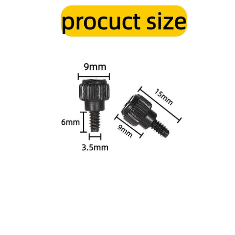 24 Pack Computer Case Thumb Screws 6-32 Thread M3.5x6 Knurled Black Fasteners with measurements.