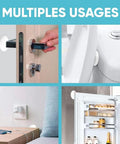 Three Piece Wall Doorstop Set With Self Adhesive Silicone Bumper Pads used on door, toilet, couch, and refrigerator for wall protection.