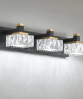 Three Light Black Brass Vanity Light For Bathroom Mirror LED Wall Fixture With Crystal Lampshades Dope Modern Waterproof IP44