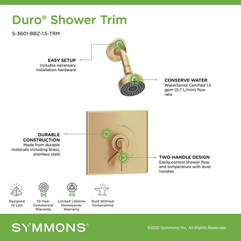Duro Single Handle 1 Spray Shower Trim With Secondary Volume Control In Brushed Bronze Finish Pressure Balanced Style Easy Lever
