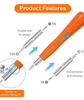 Doorbell Screwdriver Replacement With WiFi Password Reset And Battery Swap Easy To Use Handle In Bright Orange features